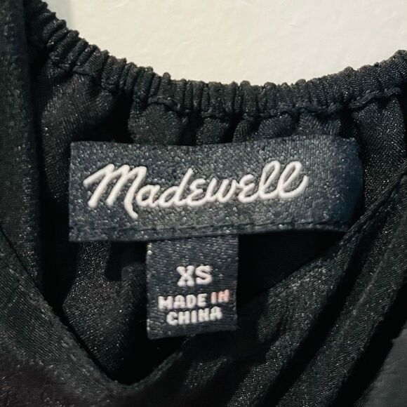 Madewell Look Out Bow Black 100% Silk Mini Dress size XS - Picture 4 of 5